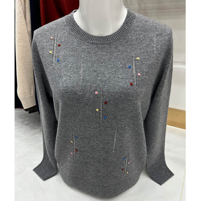 Middle-aged and elderly mothers' fashionable little shirt autumn clothes 2025 new top knitted base shirt Wangyu Phoenix women's wool shirt