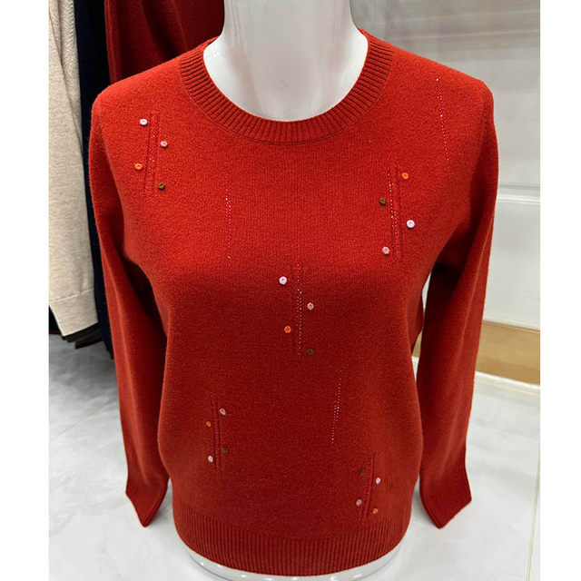 Middle-aged and elderly mothers' fashionable little shirt autumn clothes 2025 new top knitted base shirt Wangyu Phoenix women's wool shirt