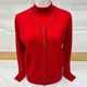 Mother's cardigan sweater winter half turtleneck bottoming knitted top middle-aged and elderly fashion women's red cashmere sweater