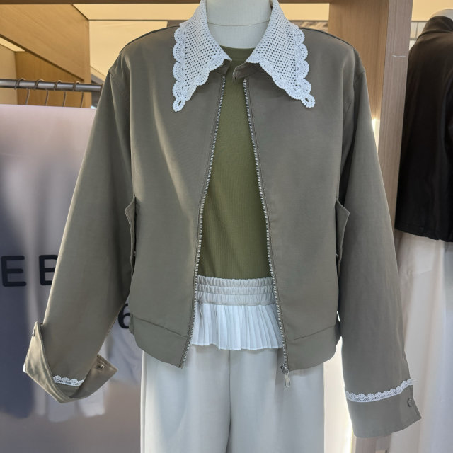 Lace lace lapel jacket for women European products authentic 2025 spring new design niche trendy brand jacket top