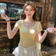 Red short V-neck front shoulder short-sleeved T-shirt women's new summer 2025 new slim and unique beautiful half-sleeved top