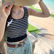 Black and white striped knitted suspenders 2025 new autumn style women's stunning vest for inner wear and outer wear bottoming short top