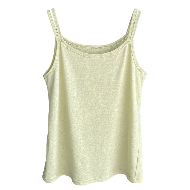 White cotton and linen suspender vest for women with inner wear 2025 summer new ice silk loose belly covering top