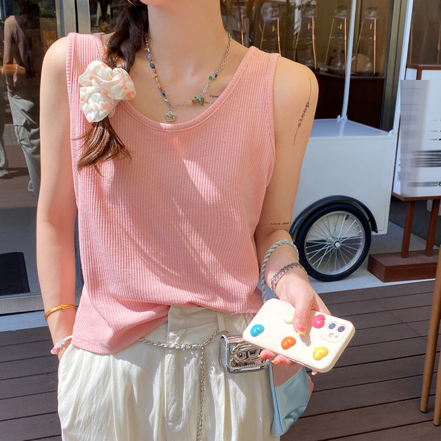 White suspender vest for women with inner wear 2025 summer and autumn new large size fat mm belly-covering loose base top wear outside