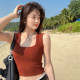 Blue square neck vest suspender women's inner wear 2025 spring and summer new wide shoulder strap bottom sleeveless top