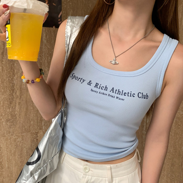 Pure cotton I-shaped American vest for women wearing the inner and outer wear 2025 autumn new red and yellow cool small suspender sleeveless top