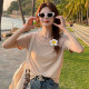 Longmei’s green V-neck modal short-sleeved T-shirt for women’s 2025 summer new loose and beautiful top