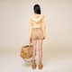 SMFK sports short jacket long sleeve embroidered cross armband fashion casual hooded women khaki beige hip-hop
