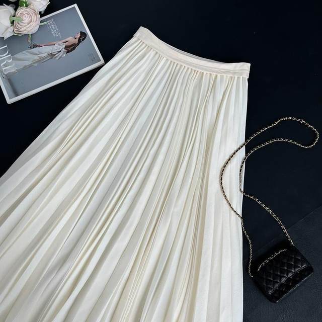 Fashion 25 early spring new heavy-form thin pleated yarn skirt double-layer pleated large skirt for women slim and fashionable commuting