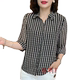 Mom's suit Polo collar striped chiffon centre-sleeved shirt fashionable women's summer short-sleeved T-shirt versatile women's top