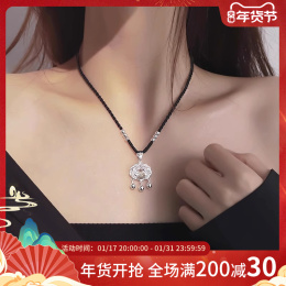 999 Sterling silver safety lock necklace woman 2023 new explosive silver lock long life lock Valentine's Day gift to girlfriend