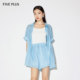 FIVE PLUS shirt for women short-sleeved Tennis top striped shirt loose mid-length style