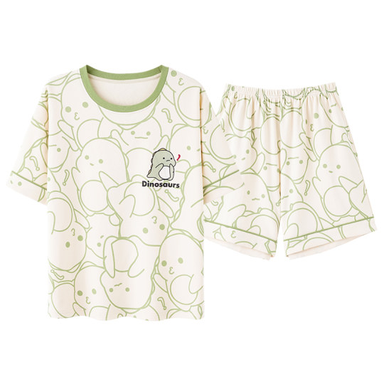 High-end pajamas for women, summer pure cotton short-sleeved shorts, cute student summer ladies home clothes two-piece set
