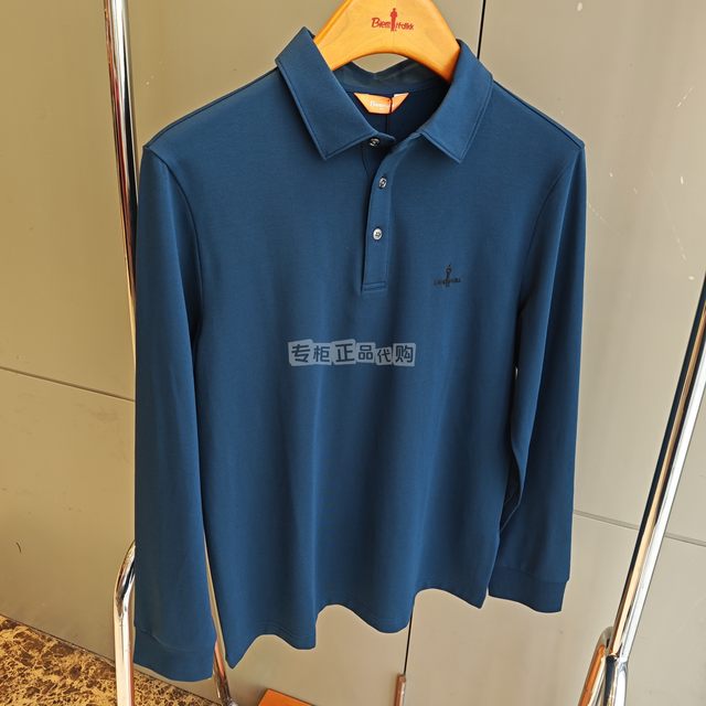 Biyinlefen counter genuine autumn men's long-sleeved T-shirt POLO shirt lapel modal cotton 363241479T