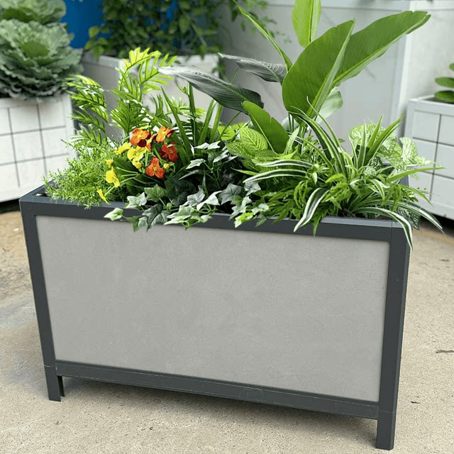 Aluminum flower box, outdoor garden vegetable planting box, balcony flower pot tree planting box, corner frame tile planting box