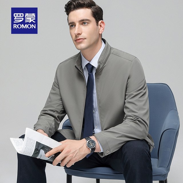 Romon Men's Business Casual Short Stand Collar Jacket 2025 Autumn Outdoor Fashion Versatile Professional Workwear Jacket