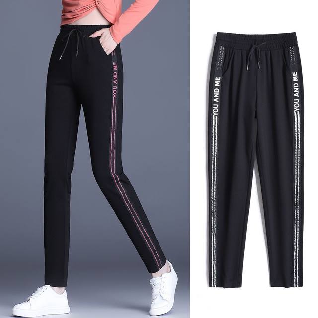 velvet thickened sweatpants for women spring and autumn and winter pants new autumn black large size middle-aged mother women's trousers