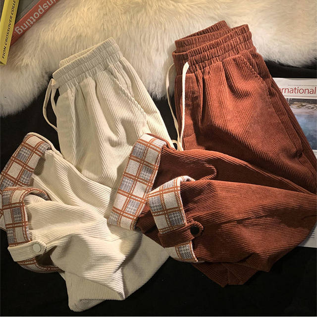 Clearance counter withdraws extra large fat mm 300Jin [Jin equals 0.5kg] velvet thickened wide-leg pants for women corduroy trousers for women