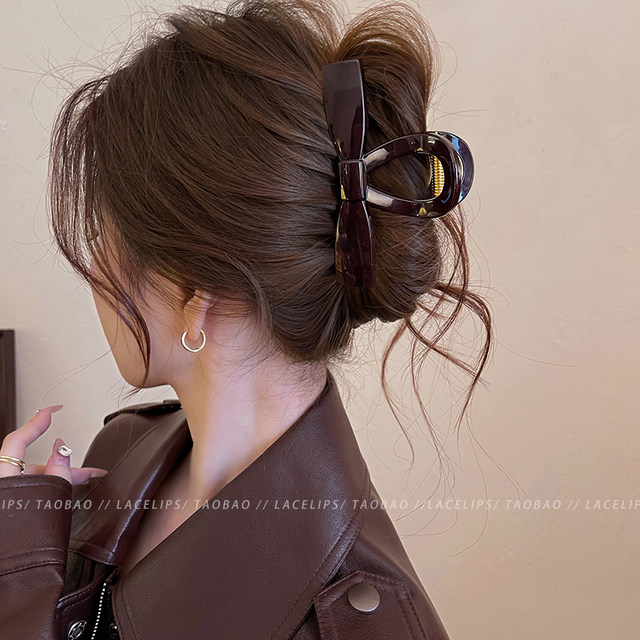 High quality ~ bow tie clip large shark clip hair clip women's back of head high-end 2025 new style with large hair volume