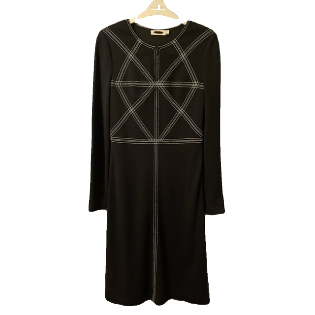 European and American fashion 2024 spring and autumn casual versatile OL style round neck long sleeve single product commuting long dress collection