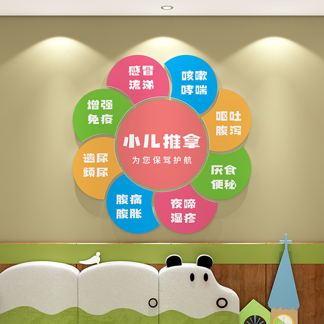Traditional Chinese medicine pediatric massage shop wall stickers 3D three-dimensional maternal and infant health therapy center cultural background wall decoration arrangement