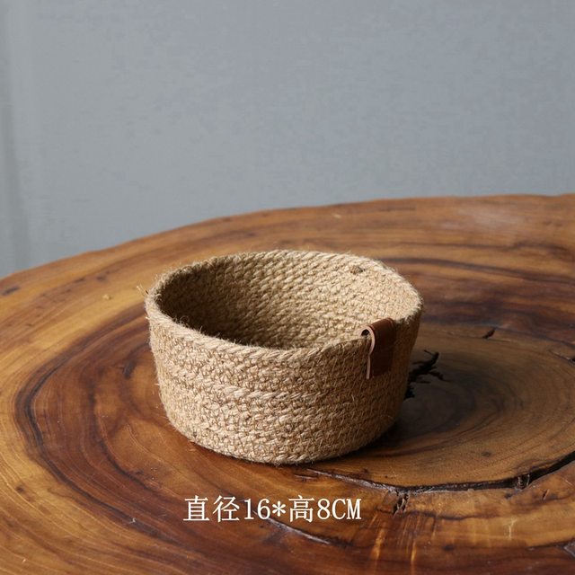 Pastoral style hemp rope small basket storage basket storage basket home storage gardening flower arrangement decorative basket flower pot