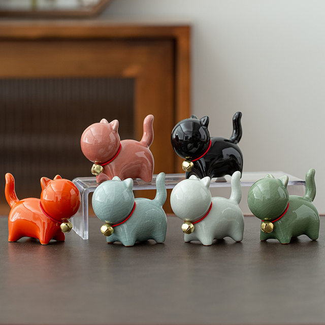 Ceramic kittens, cute tea pets, desktop accessories, tea sets, accessories, tea play ornaments, home small animals, creative crafts