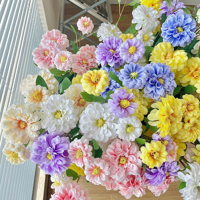 Complex calendula simulated bouquet home fake flowers simulated flowers living room dining table silk flower ornaments long branches decorative flowers