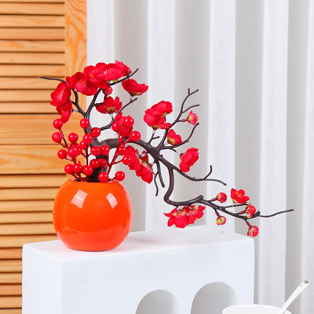 Winter Plum Fortune Fruit Moving to New House Wedding Gift Entrance Living Room Opening Money Ornaments Home TV Cabinet Decoration
