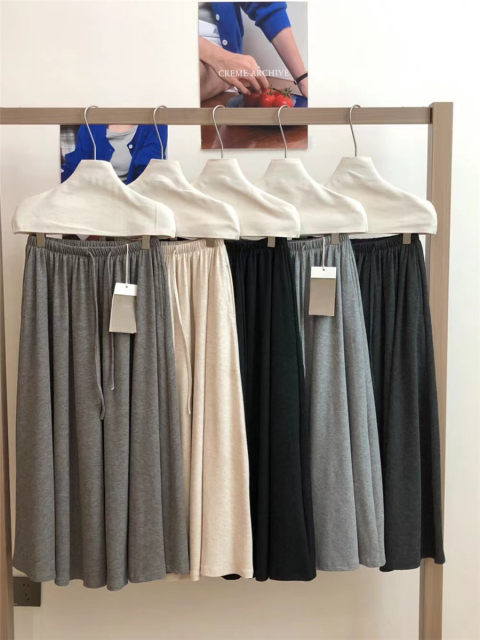2024 Autumn Glutinous Rice Velvet Pocket Drawstring A-Line Skirt Skirt Women's Fashionable Slim European Textured Mid-Length Skirt