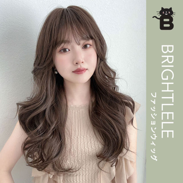 The new angel wings French bangs long curly hair Korean gentle overseas rolling big roll, natural fluffy three -dimensional head
