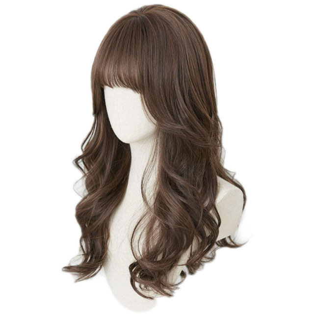 The new angel wings French bangs long curly hair Korean gentle overseas rolling big roll, natural fluffy three -dimensional head
