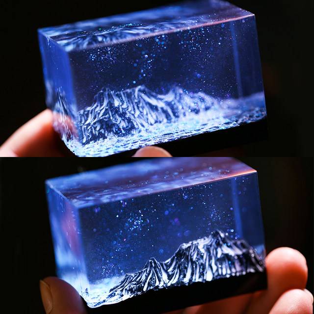 Shuli Starry Sky Mountain and Sea Small Ornaments Desktop Car Resin Drop Finished Product Niche Design Couple Birthday Gift
