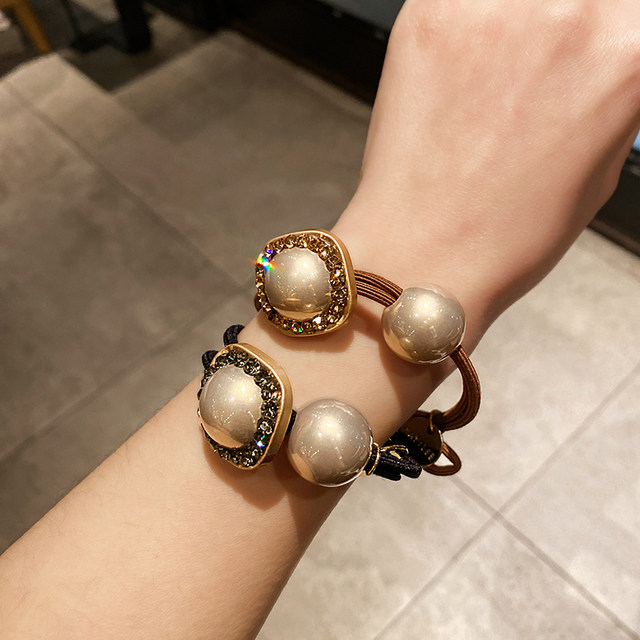 High-end headband pearl 2025 new style hair tie small rubber band women's hair rope Korean hair band ball headband hair accessories