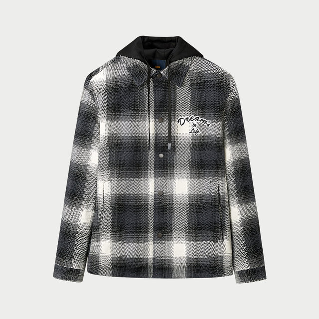 HLA/Heilan House casual style sub-jacket 25 autumn and winter new lapel removable hood warm thick coat men's clothing