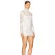 Light luxury high neck long sleeve white lace hollow skirt women's slim temperament lace birthday party dress