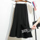 Spring design zippered hip slim fishtail black skirt women's 2025 new high-waisted A-line long skirt
