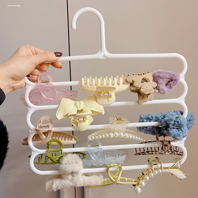 Shark clip storage shelf wall -mounted large -capacity multi -layer student dormitory head jewelry grab hair accessories
