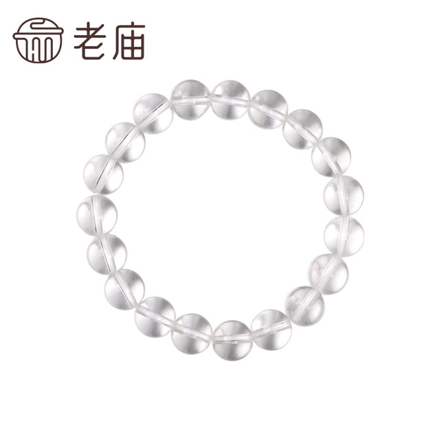Laomiao gold and white crystal bracelet 10mm beads transparent and warm temperament gift gifts and fashion goddess niche style