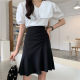 Large size mid-length skirt 2022 summer new versatile high waist pleated hip skirt ruffled retro fishtail skirt