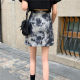 Fat mm printed skirt summer retro niche hip skirt short skirt new large size anti-exposure versatile A-line skirt