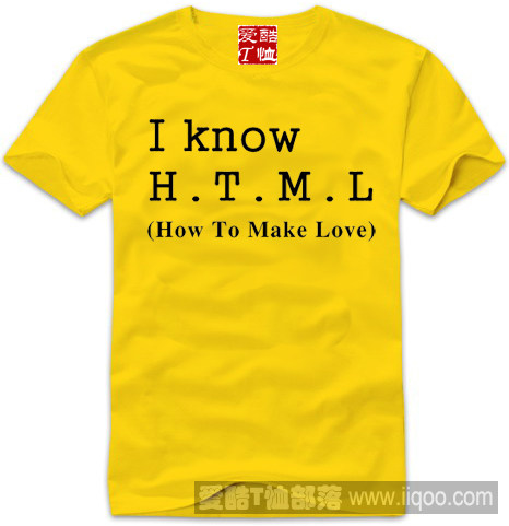I know html English personality text T -shirt cultural shirt cotton ...