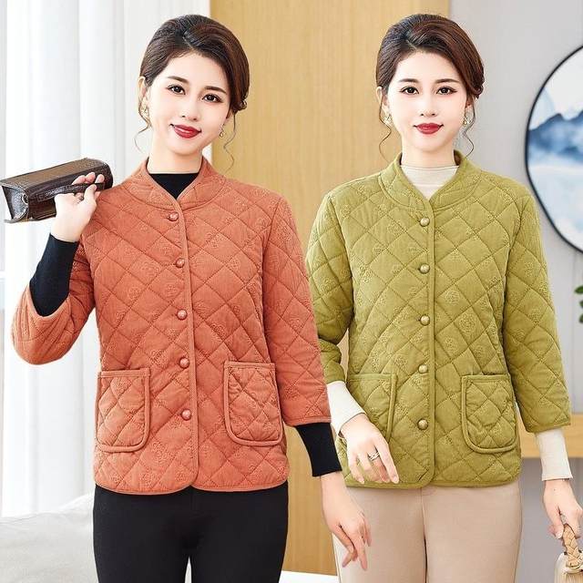 
Vest new style middle-aged mother plus velvet half-sleeved vest middle-aged women light and warm three-quarter sleeve small cotton coat jacket