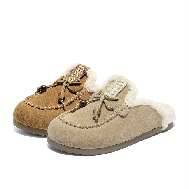 Senda genuine leather fur shoes for women 2025 winter new mall same style plush thickened Northeast warm slippers XST01DT5