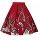 New Chinese style retro print mid-length pleated skirt with A-line puffy over knee high waist umbrella skirt for all seasons