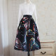 2025 Spring and Autumn New Women's Retro Print Pleated Mid-length Skirt A-line Large Swing High-waisted Umbrella Skirt