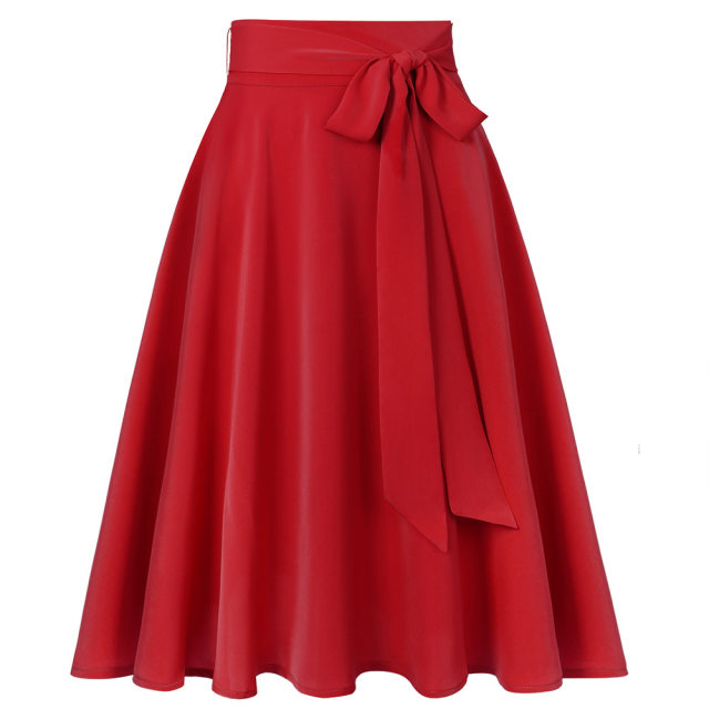 Spring and summer thin women's large size thin solid color chiffon large sway A-line skirt to make you look slim and high waist umbrella skirt with pocket droop