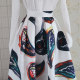 2025 Spring and Autumn New Women's Retro Print Pleated Mid-length Skirt A-line Large Swing High-waisted Umbrella Skirt