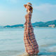 Seaside holiday skirt long skirt wrapped skirt temperament, women's flavor dress slim seven -point sleeve one -piece summer summer
