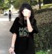 100% pure cotton green short-sleeved T-shirt for women 2025 new summer loose design niche front shoulder half-sleeved top